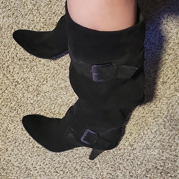 GIANI BINI! RICH BLACK SUEDE LEATHER SCRUNCHY BOOTS! SZ 7M - Picture 12 of 12